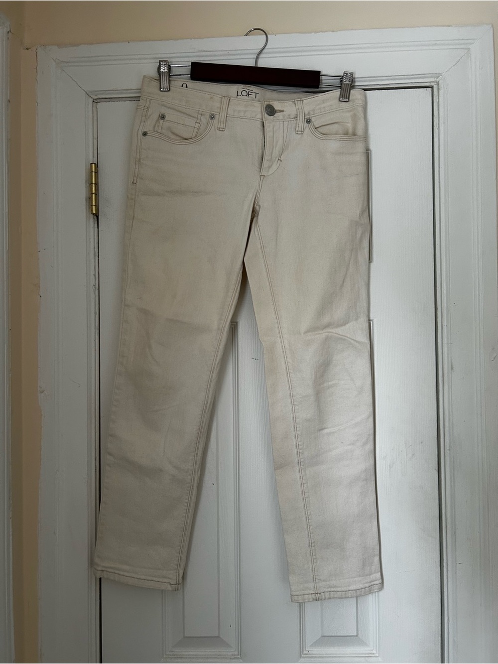 LOFT Off-White Straight-Leg Jeans